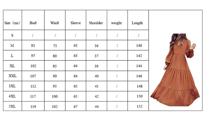 Woman's Solid Color V Neck Dress Elegant A Line Maxi Dress with Pleated Long Sleeves Femme Robe Solid Color Big Swing for Dating