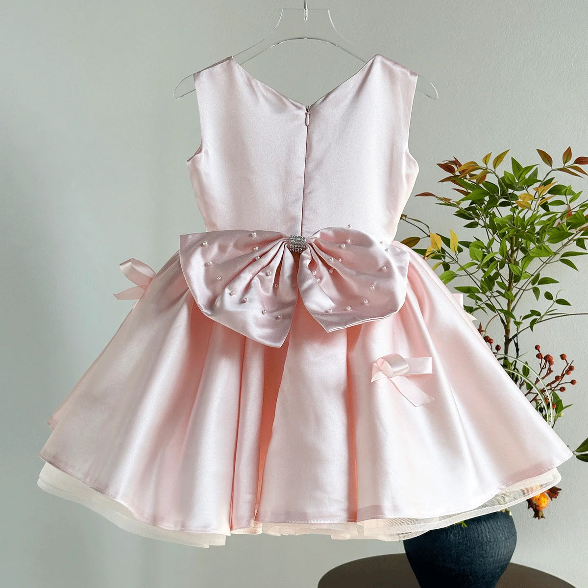 Dreamy Vow D255 Elegant Girls Party Dress Pink Satin Bowknot Gown Kids Wedding Birthday Princess Dress Children Flower Girl