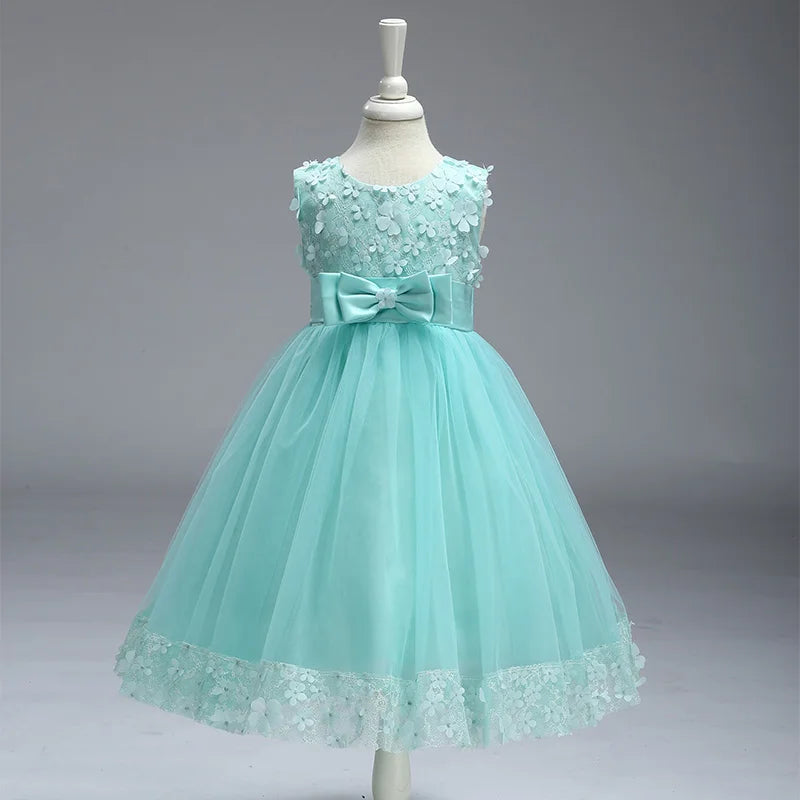 Elegant Flower Girls Princess Dresses Tulle Wedding Christmas Party Birthday Prom Dress for Kids Teens Children Clothing Vestido