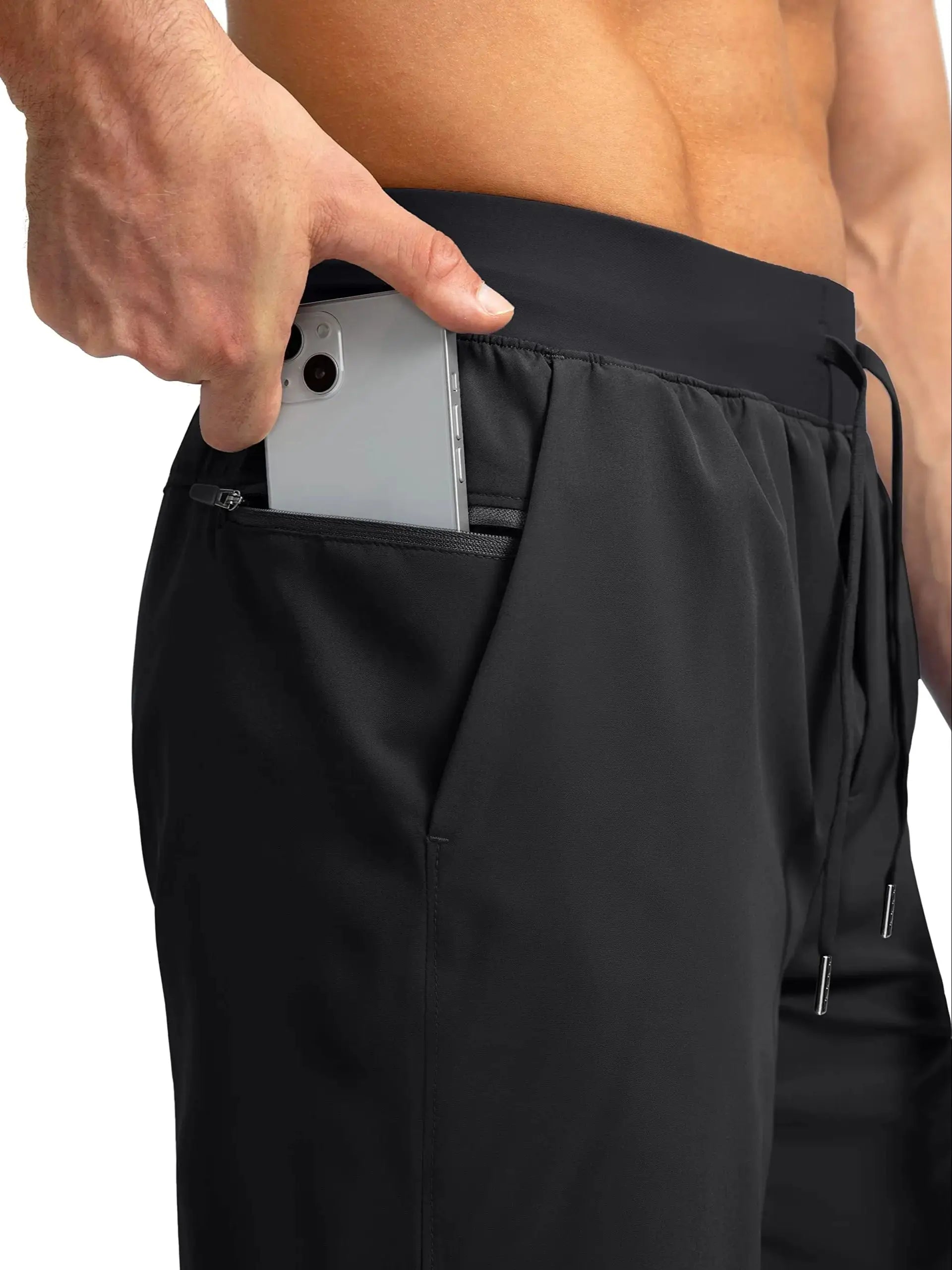 1Pcs/Mens Ice Silk Cooling Shorts Quick-Dry Workout Running Fitness Shorts With Zipper Pockets Athletic Gym Sportswear Loose Fit