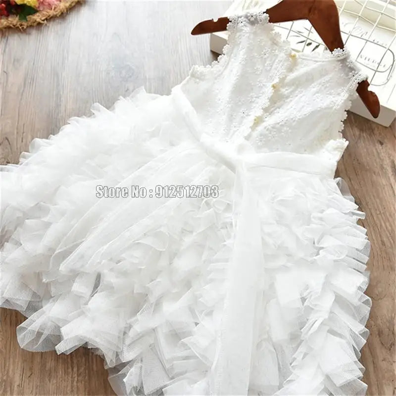 Cute Baby Girls Dress Summer Children Fluffy Cake Smash Ball Gown Princess Party Clothing Kids Dresses Clothes