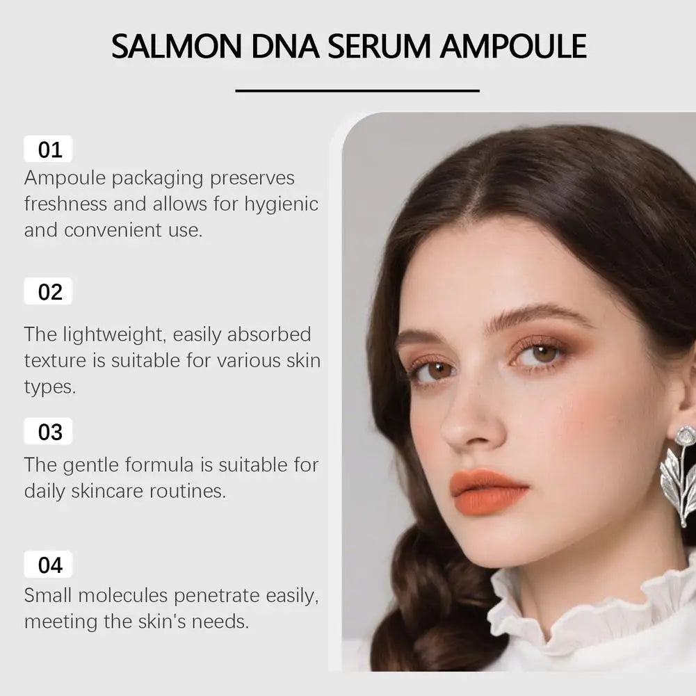 2/1pcs Salmon Dna Moisturizing Face Serum Ampoule Essence, Pdrn Daily Skincare Deep Moisturizing  Radiant Facial Skin Soothing