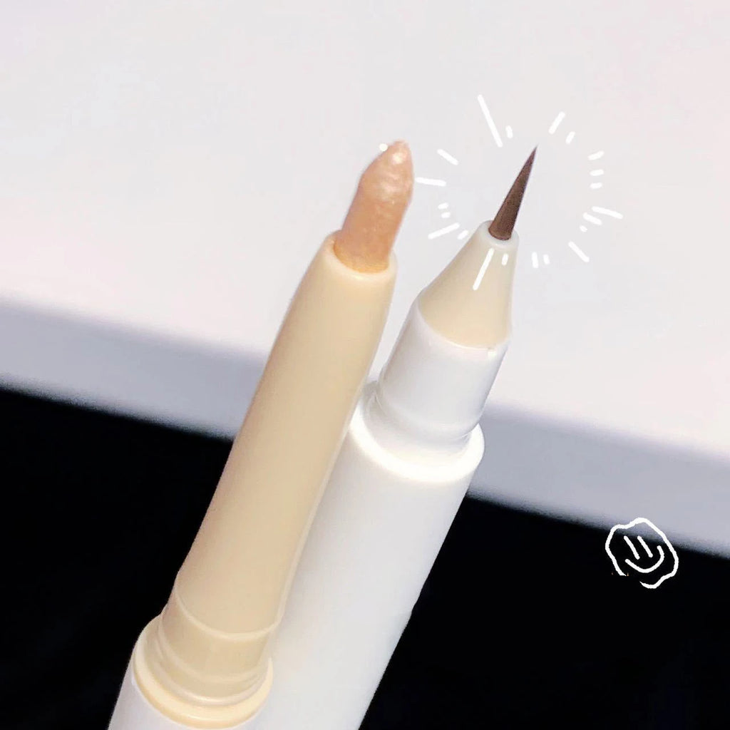 2 In 1 Liquid Eye Liner Shadow Pen Ultra Glitter Eyeliner Pencil Lasting Korean Eyes Makeup High Gloss Pigment Silkworm Gel Pen