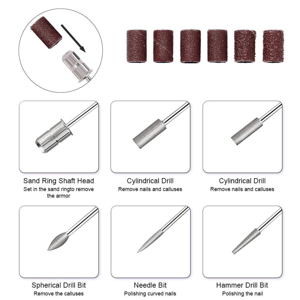 LULAA Portable Professional Electric Nail Drill Machine Manicure Tools Pedicure Drill Set Family Nail File Nail Drill Equipment