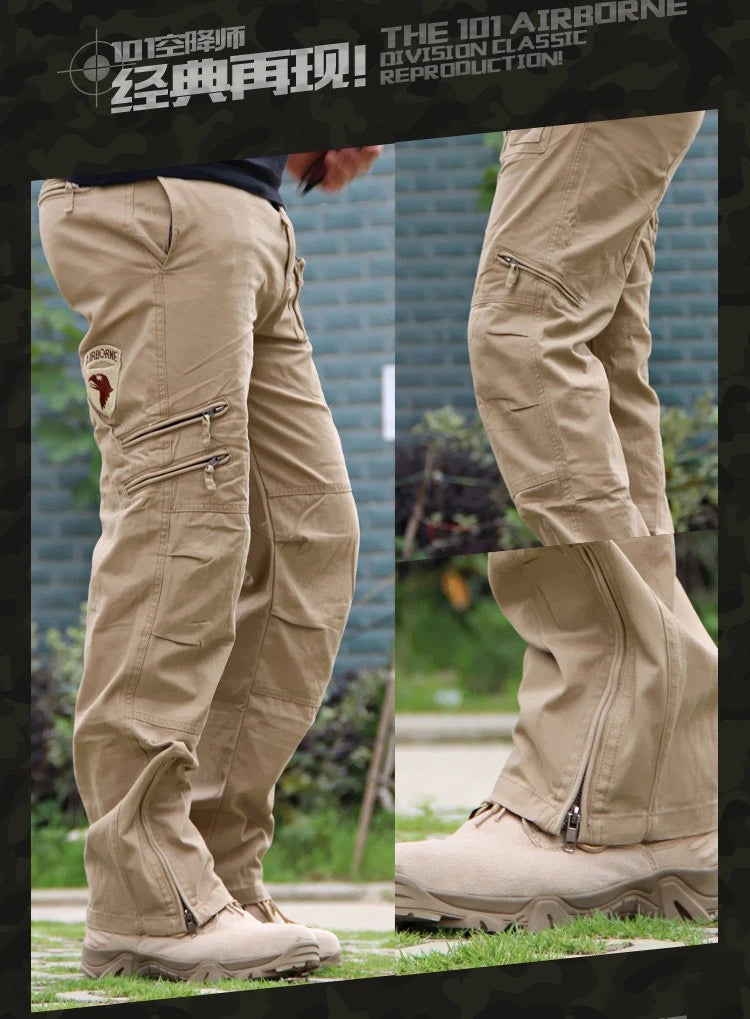 2026 Men's Cargo Pant Cotton Outdoors Tactical Pant Men Vintage Camo Green Work Many Pocket Cotton Camouflage Black Trouser