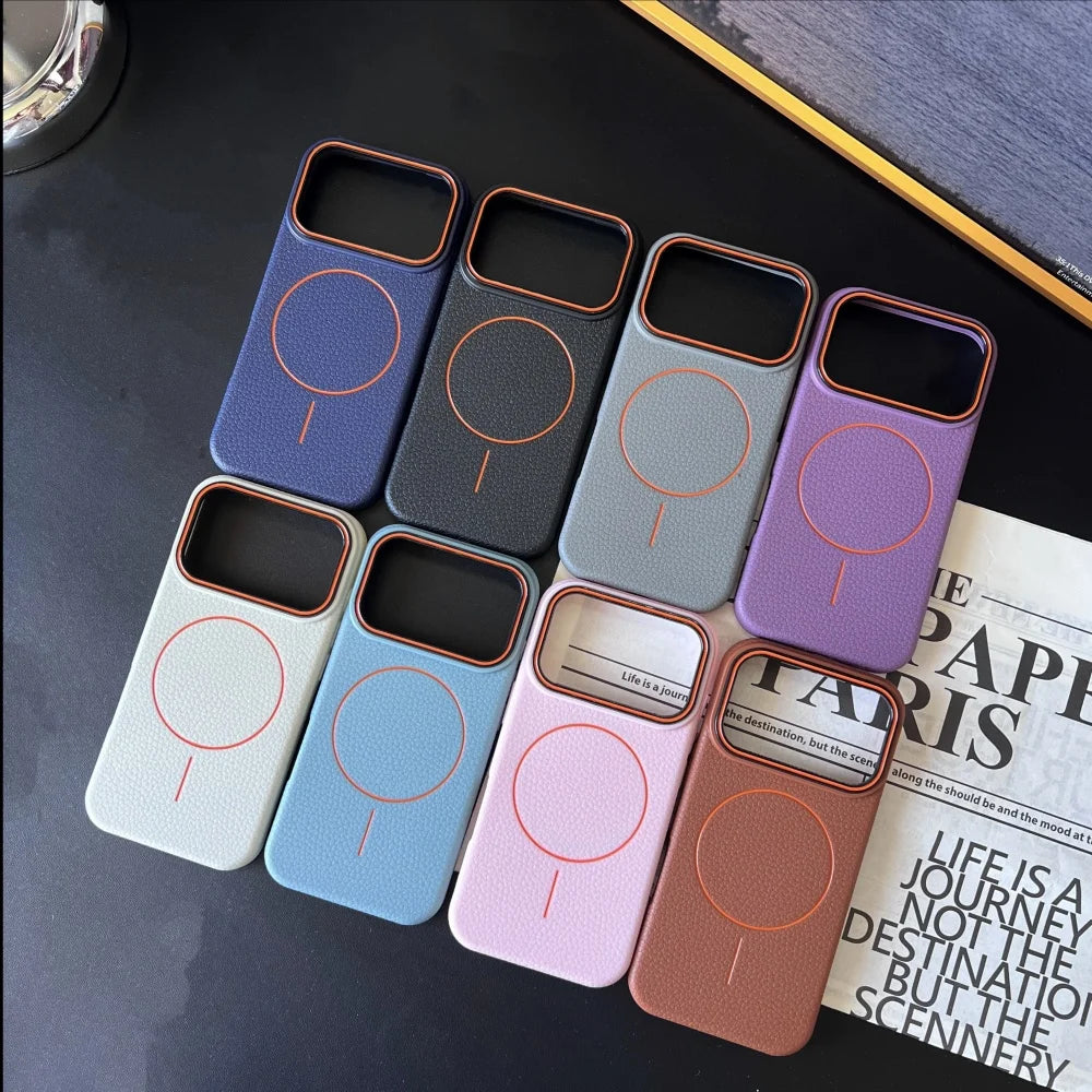 Lichee Pattern Magnetic 17promax Case for IPhone 17 Pro Max 16 14 15 Plus 13 12 17 Air Pro Max 11 for Magsafe Soft Cover