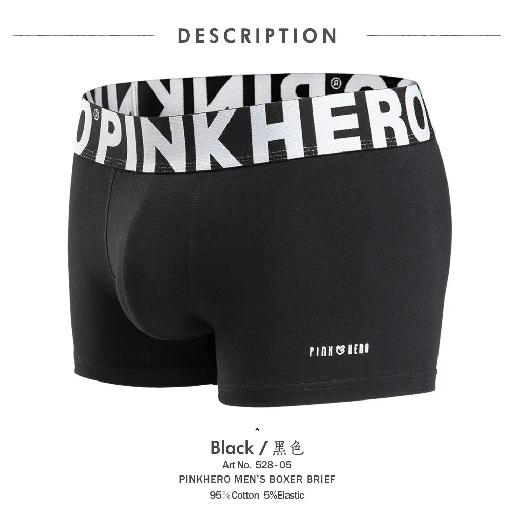 PINK HERO Men's Boxer Briefs - Comfortable Cotton Knit Underwear