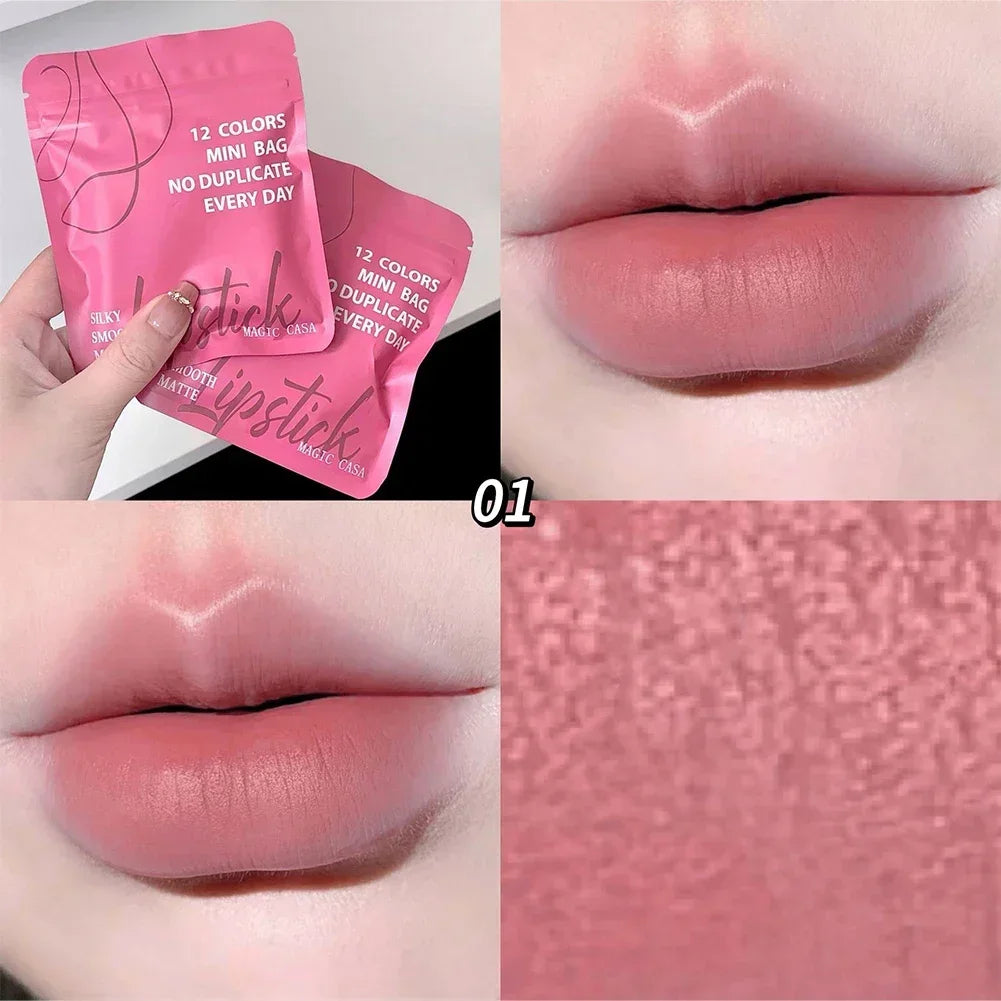 Matte Lipstick Capsule Set 12 Colors Long Lasting Non Fading Perfect Women Gift for Festival Makeup Lip Balm