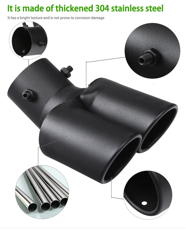 Universal Dual Exhaust Tip Stainless Steel Slant Cut Tip for Car Exhaust Pipe Extension Modification Decoration Muffler Tailpipe