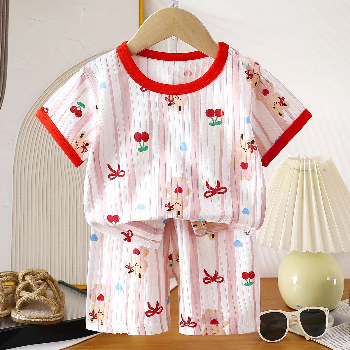 Children's 2-Piece Summer T-Shirt and Shorts Set - Animal Print