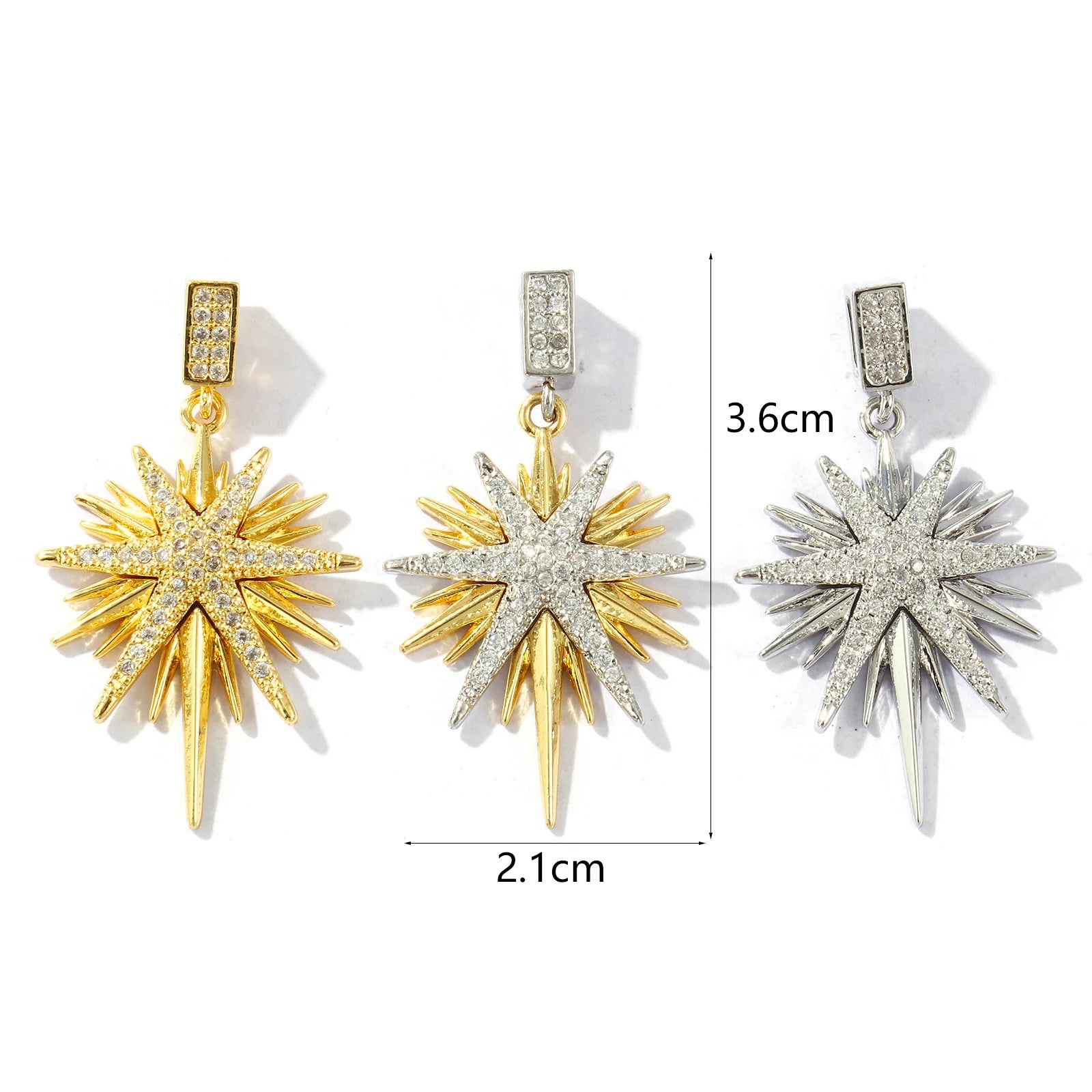 1Pc New Brass Charms Multicolor Galaxy Star Micro Pave Clear Cubic Zirconia Pendant Diy Necklace For Women'S Jewelry 3.6Cm X 2.1Cm