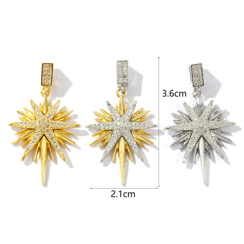 Brass Galaxy Star Charm Pendant Multicolor CZ Pave Sparkling For Women Jewelry DIY Kit Gift