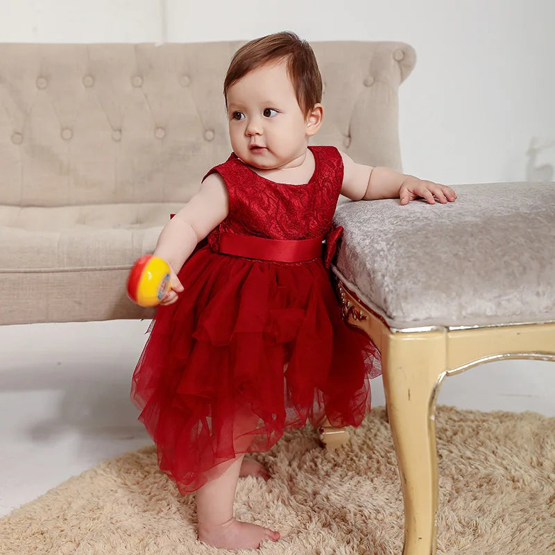 Baby Appliques Formal Princess Dresses for Girl Rainbow Tulle Birthday Party Dress Infant Girl Dress Baby Clothes 3-24M