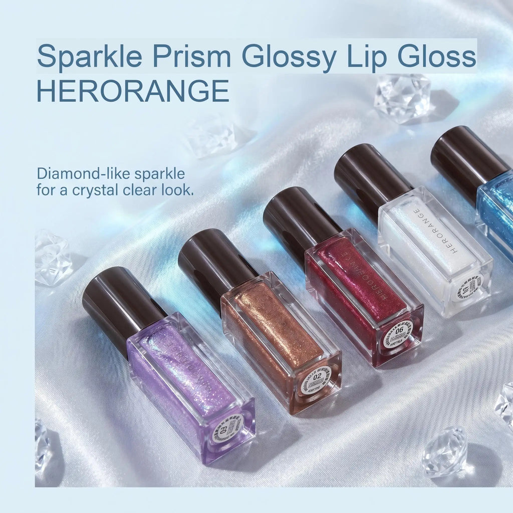 Herorange Star Glitter Lip Gloss Pearlescent Shimmer Mirror Plump Lips Hydrating Watery Lip Makeup