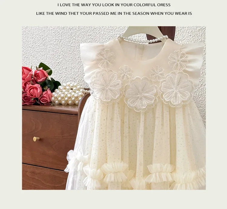 Girls' Summer Dress 2025 New Children's Internet Famous Princess Dress, Girls' Summer Super Fairy Mesh Dress