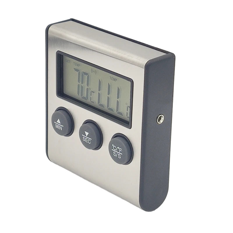 Termómetro de Cocina Digital para Carne Alimentos Temperatura para Horno Barbacoa Parrilla Función Temporizador con Sonda Medidor de Calor para Cocinar