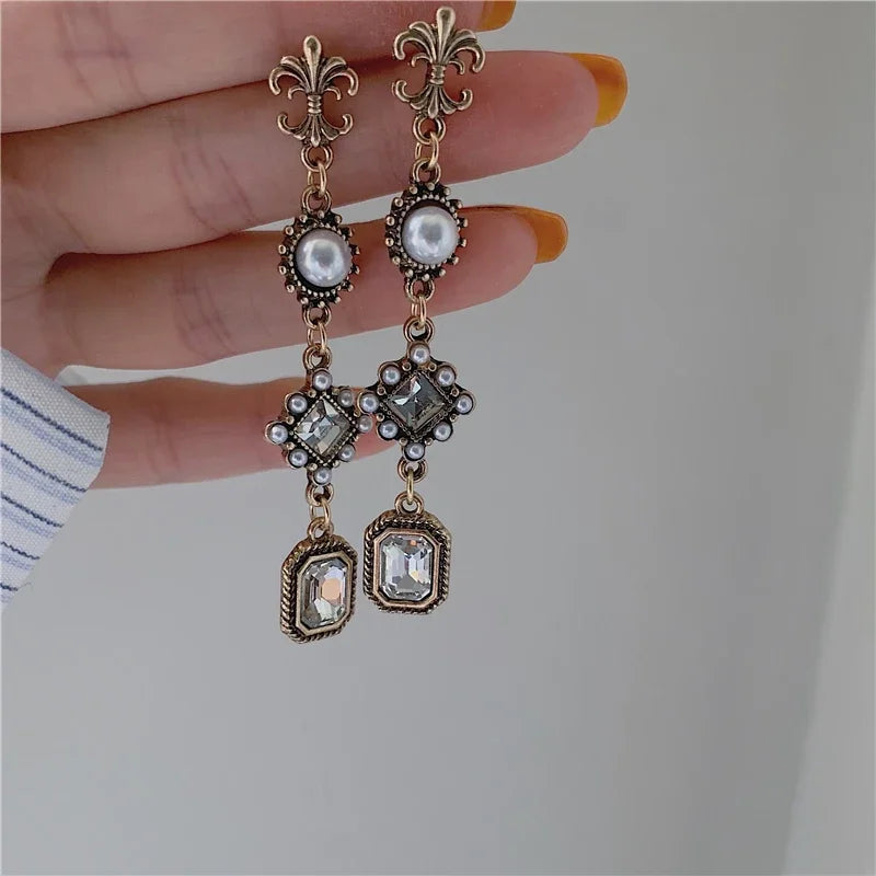 Korean Fashion Style Pearl Long Tassel Clip on Earrings for Women Simple Temperament Long Chain Non-piercing Ears Clip Earrings