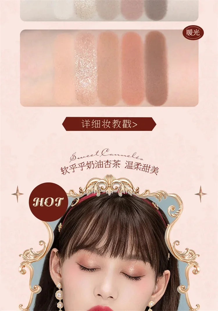 Flower Knows Series Shell Strawberry Angel Moonlight Mermaid Jewel Eyeshadow Palette 5 Colors Pearlescent Mashed Potatoes