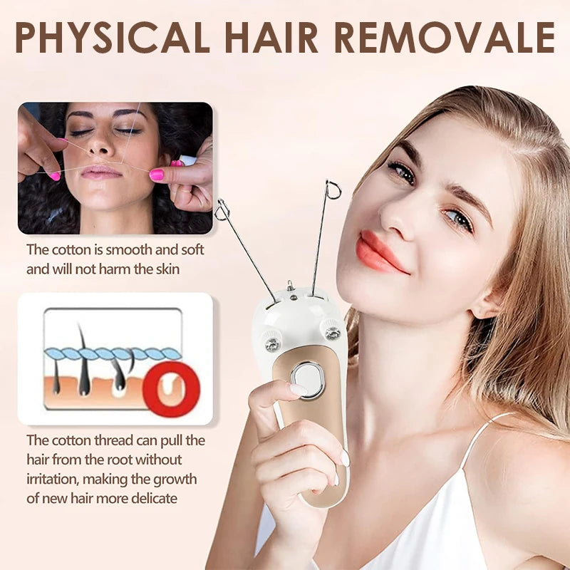 Electric Threading Epilator Women Painless Facial Body Hair Remover Cotton Thread Portable for Face Leg Arm Body Free Shipping