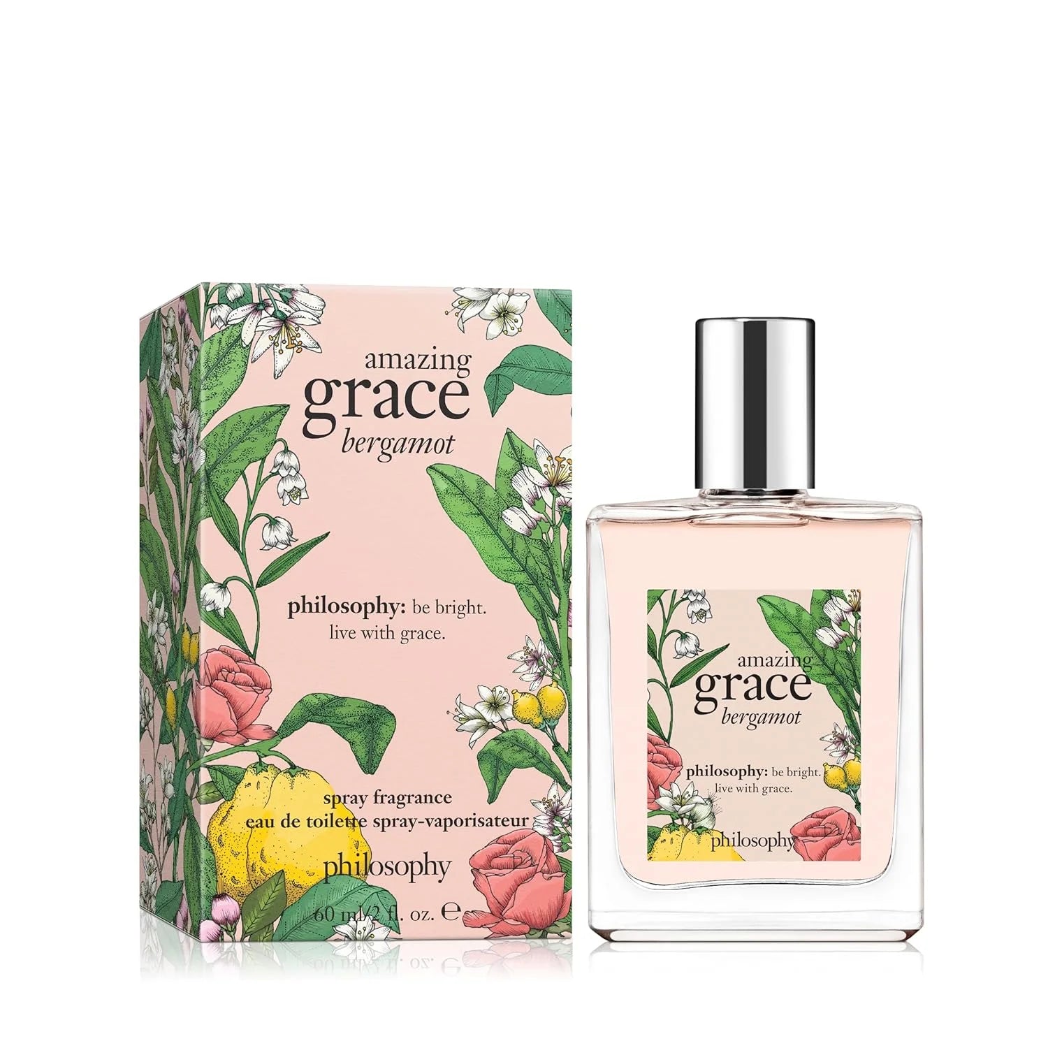 Authentic Philosophy Amazing Grace Bergamot Eau De Toilette 4 oz (120ml), Refreshing Bright Citrus‑Floral Women Perfume Spray, Gentle Light Long‑Lasting Fragrance for Everyday Use