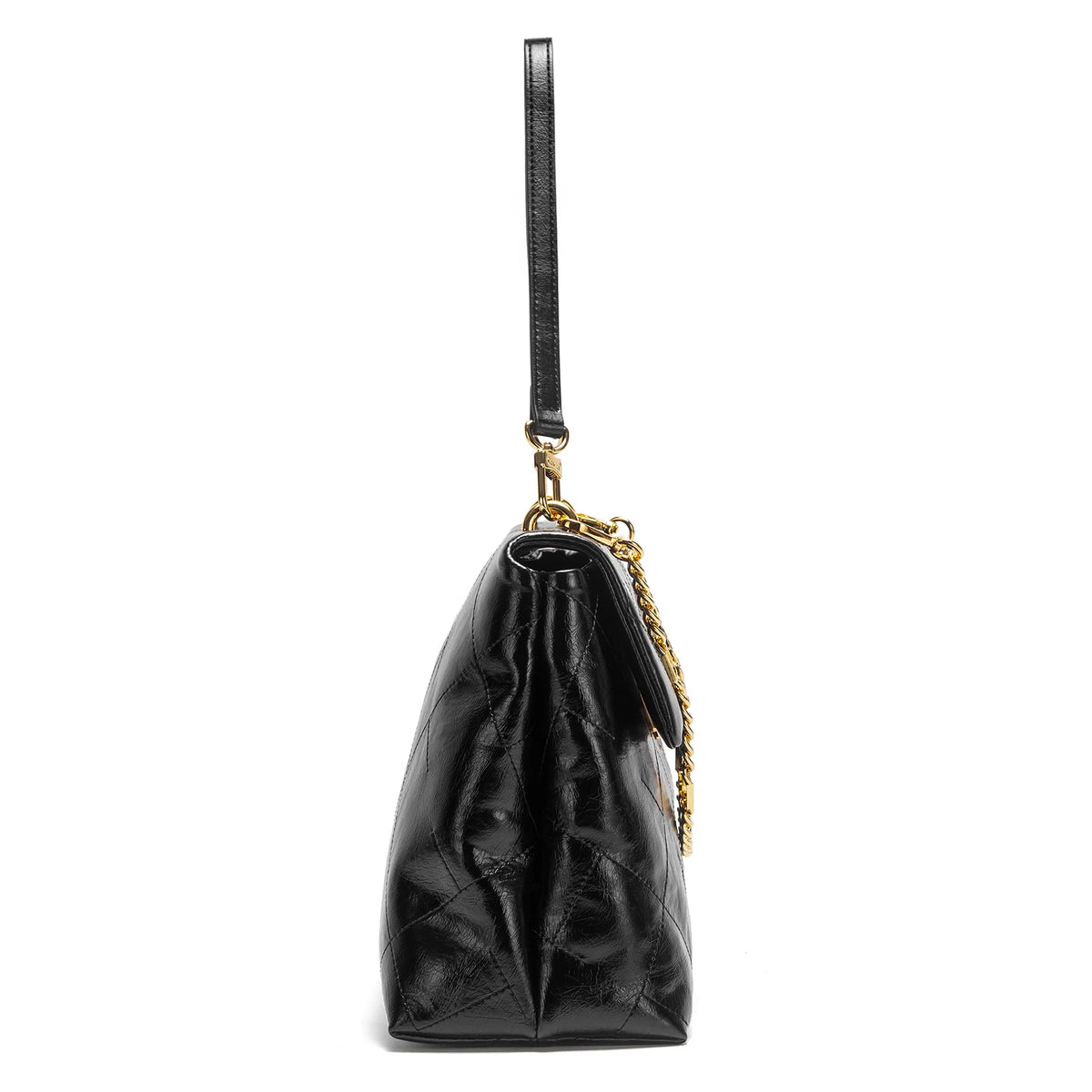 CHCH Women's Tote Bag - Black Faux Leather Diamond Grid Pattern