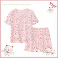 Panda Bubu and Dudu Cartoon Pajamas Set - Summer Short Sleeve Loose