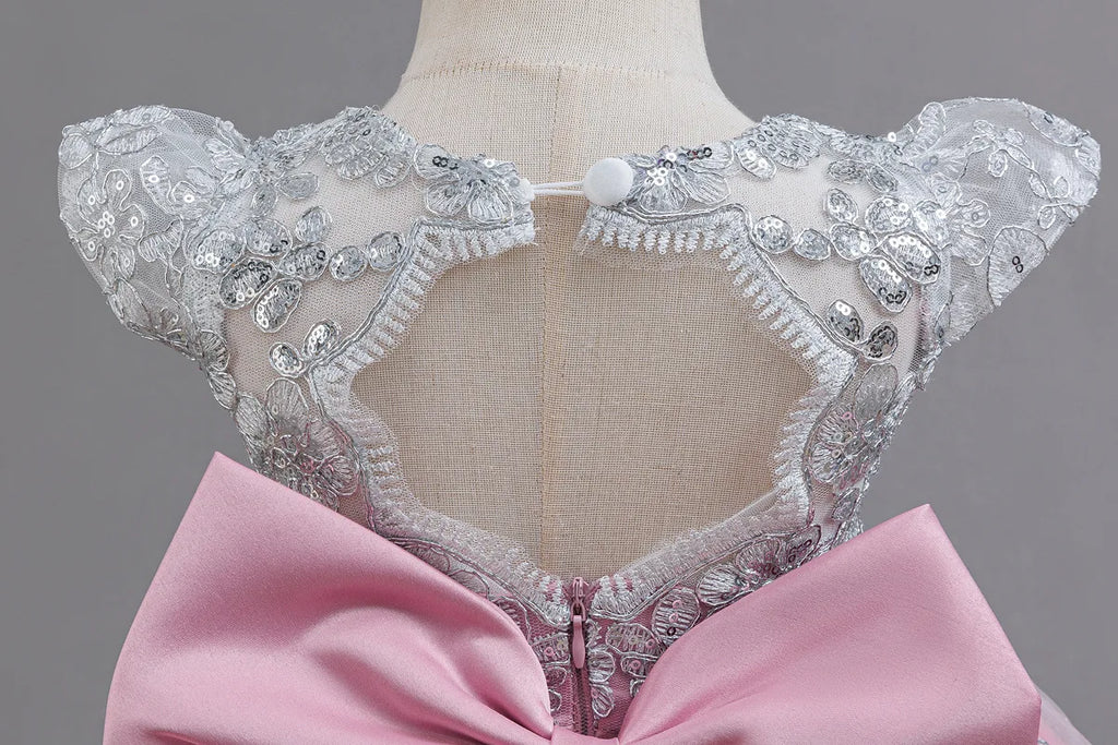 HETISO Children's Dress Princess Embroidery Lace Flower Girls Holiday Party Ball Gown Little Kids Summer Costume 1-6Y