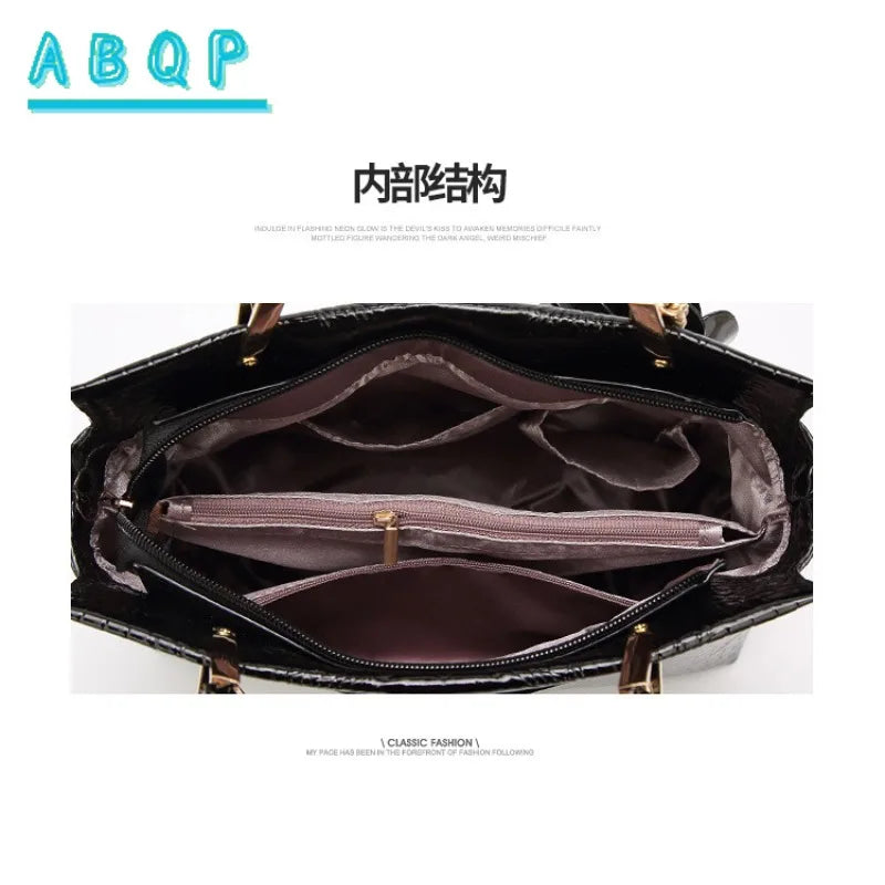 2025 New Patent Leather Women's Bag Striped Handbag Women's Crossbody Shoulder Bag Shell Bag Large Capacity Outdoor Travel