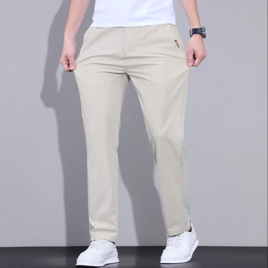 Spring Summer Thin Mens Pants Straight Business Casual Pants Ice Silk Quick Dry Breathable Korean Trousers Fashion Men Clothing
