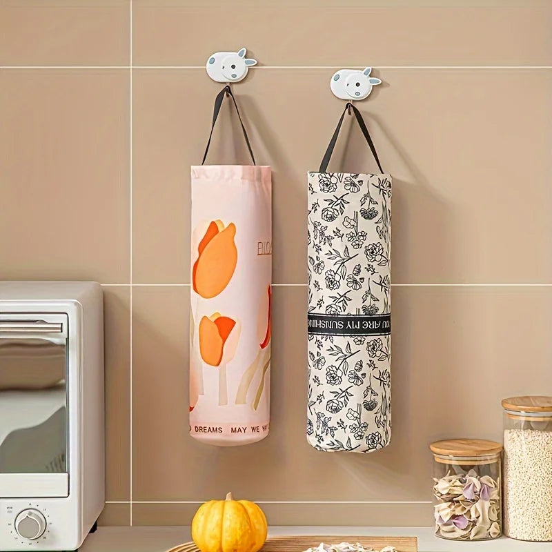 1 bolsa de almacenamiento de basura, artefacto de almacenamiento de cocina montado en la pared, bolsa colgante para almacenamiento de bolsas de plástico de basura, clasificación de artículos varios