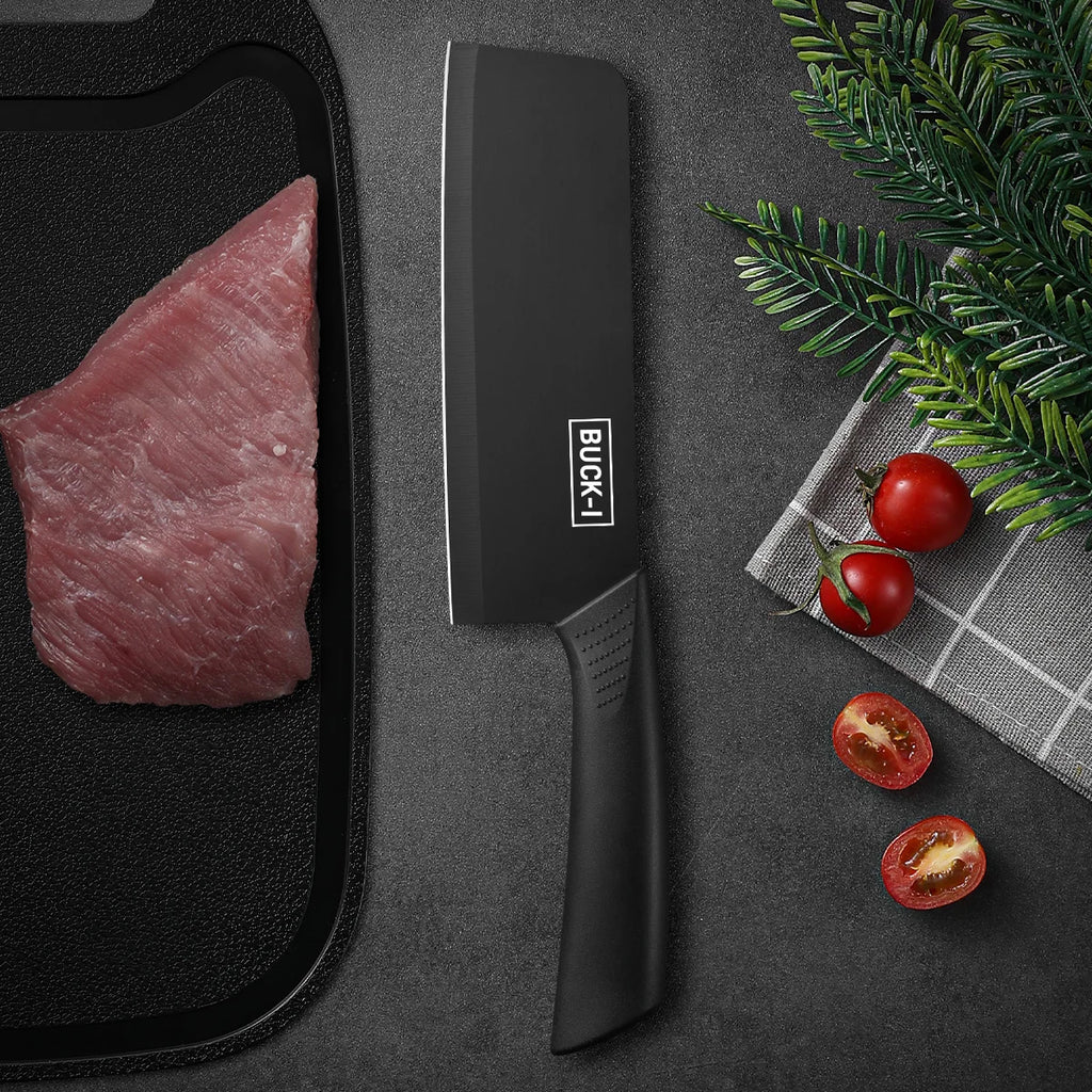 Kitchen knife set, including cleaver, chef's knife, and fruit knife, with knife block, suitable for peeling meat and vegetables