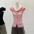 Lace V-Neck Sleeveless T-Shirt Women's Korean Style Spring New High-End Feeling Top Comfortable Breathable Pure Color Spring
