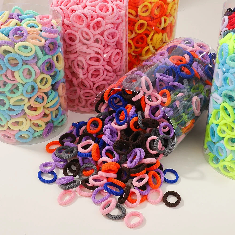 20/50/100Pcs Colorful Basic Nylon Ealstic Hair Ties For Girls Ponytail Hold Scrunchie Rubber Band Kids Basic Hair Accessories