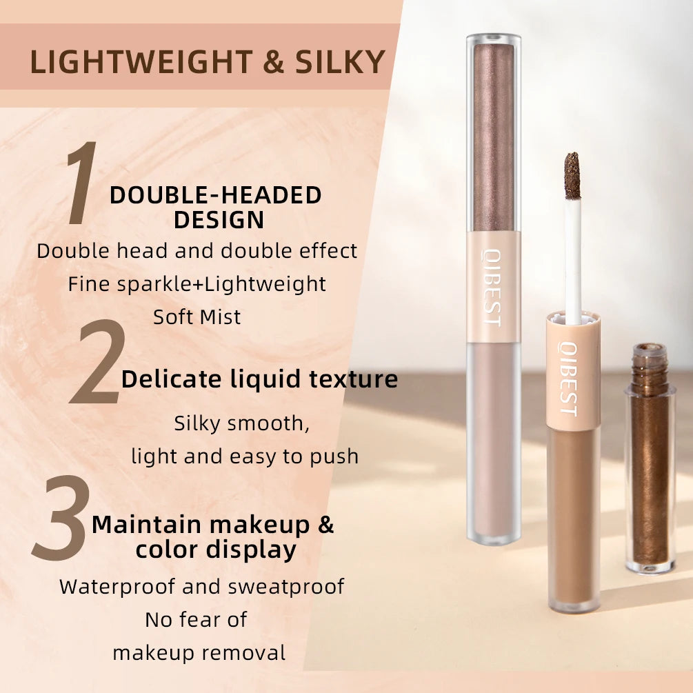 Waterproof 2 In1 Liquid Eyeshadow Set Matte Shining Double Head Eye Shadow Pen 12 colors Gray Brown Gillter Makeup Eye Cosmetic