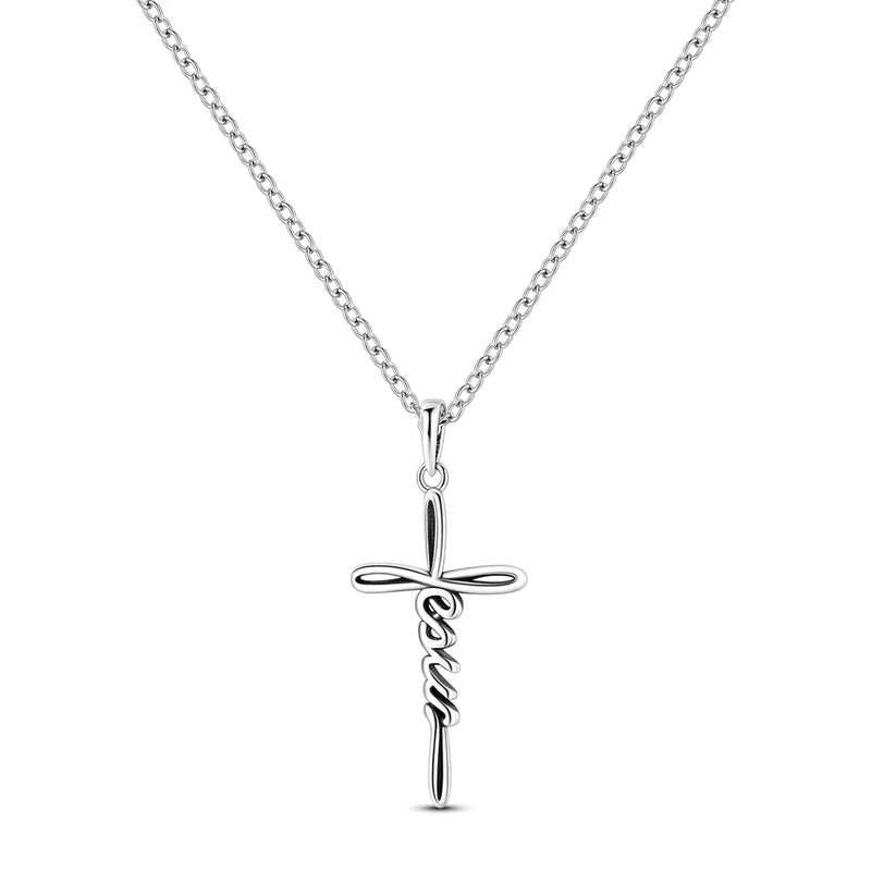 925 Sterling Silver Cross Pendant Necklace Minimalist Letter Dainty Jewelry For Women'S Girls Daily Wear Birthday