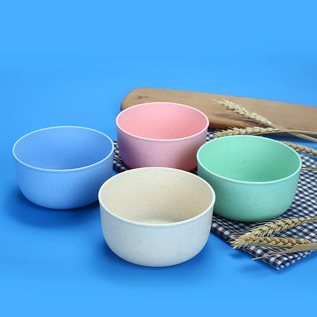 High Grade Wheat Straw Dinnerware Set Children's Unbreakable Dishes Tableware Fork Spoon Chopsticks Bowls Cup Dish Camping Set