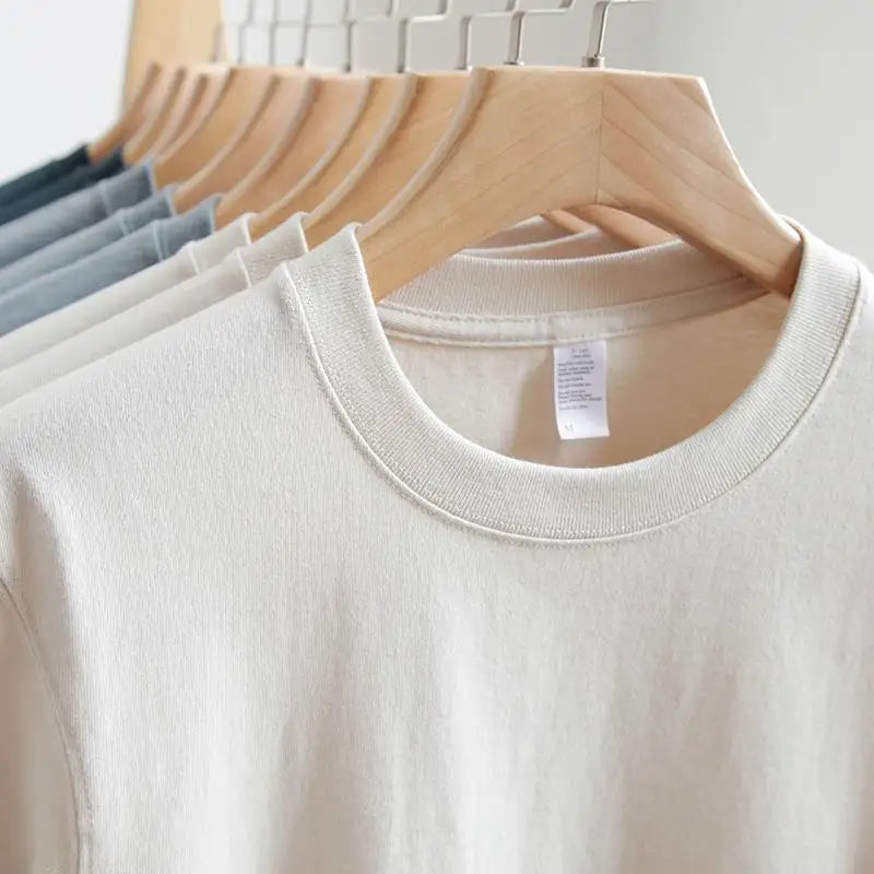 Heavyweight Pure Cotton White Basic Style T-Shirt Loose Short Sleeve Unisex Summer Fashionable Color T-Shirt