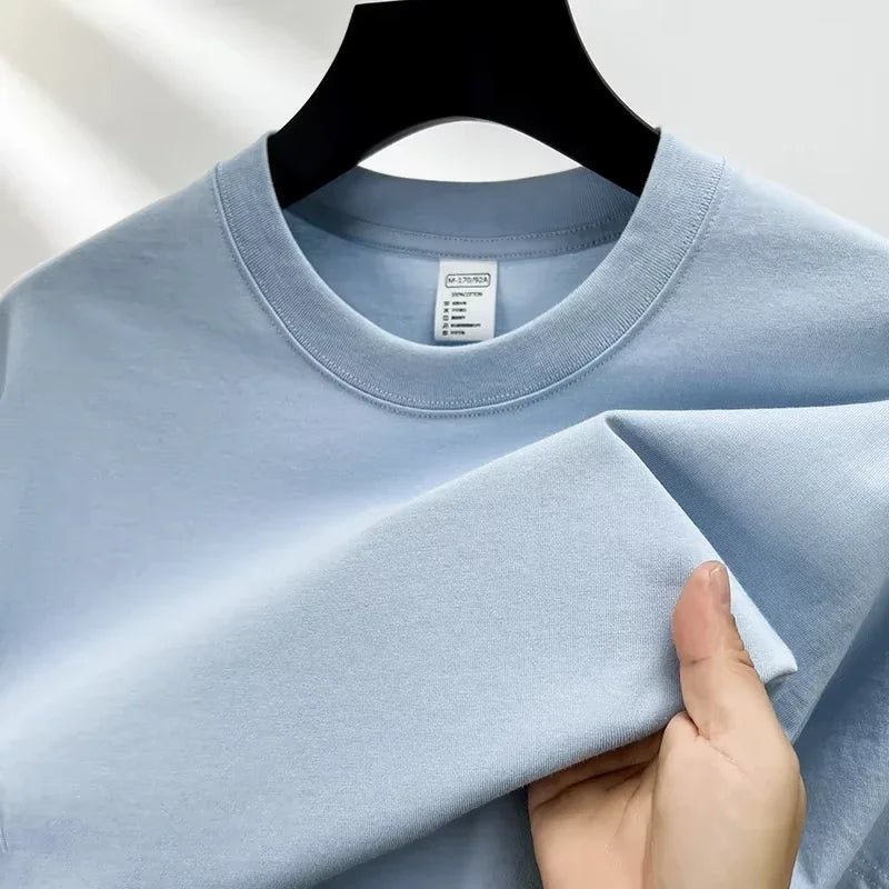 2026 Summer High-End Brand Men Round Neck Short Sleeve T-Shirt, 100% Pure Cotton Fashion Breathable Casual Tops