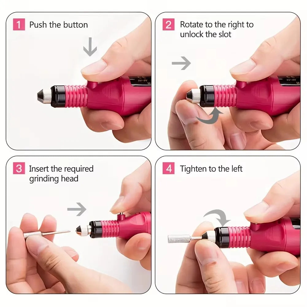 LINMANDA Kit profesional de taladro eléctrico USB para uñas con lima y pulidor, lámpara de uñas UV LED, secador de manicura en gel, kit de inicio de acrílico