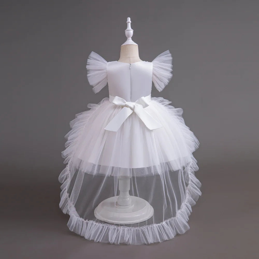 HETISO Girl Christmas Dresses Trailing Kid's Dress for Girls Retro Lace Sequined Children's Wedding Party Ball Gown 6 8 10 Years