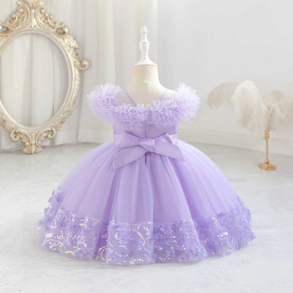 HETISO Sequined Tulle Formal Dress for Girls Elegant Princess Performance Gown New Year Gift Occasion Children's Wear