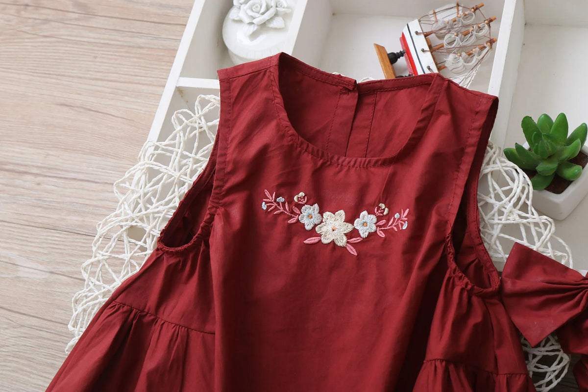 Embroidery Little Flower dresses for Girls clothes Summer Cotton Vest Dress Children's 2026 New