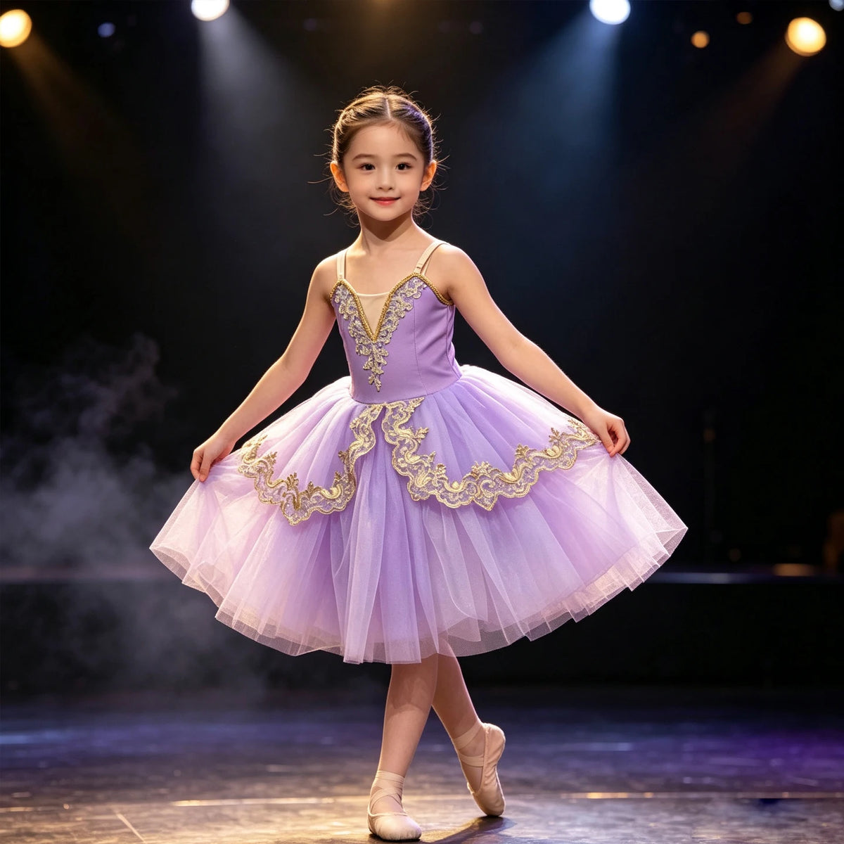 Adults Children Embroidery Gauze Lyrical Contemporary Dance Costume Group Party Stage Tutu Adult Kids Competition Dance Clothes
