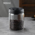 Cafetera de Tapa Negra de Múltiple Capacidad, Jarra de Almacenamiento Manual al Vacío a Prueba de Humedad, Tetera de Vidrio para Cocina, Bote Sellado para Granos de Café