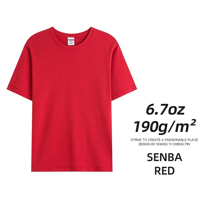 Men's Combed Cotton T-Shirt - Solid Color Casual Short Sleeve Tee