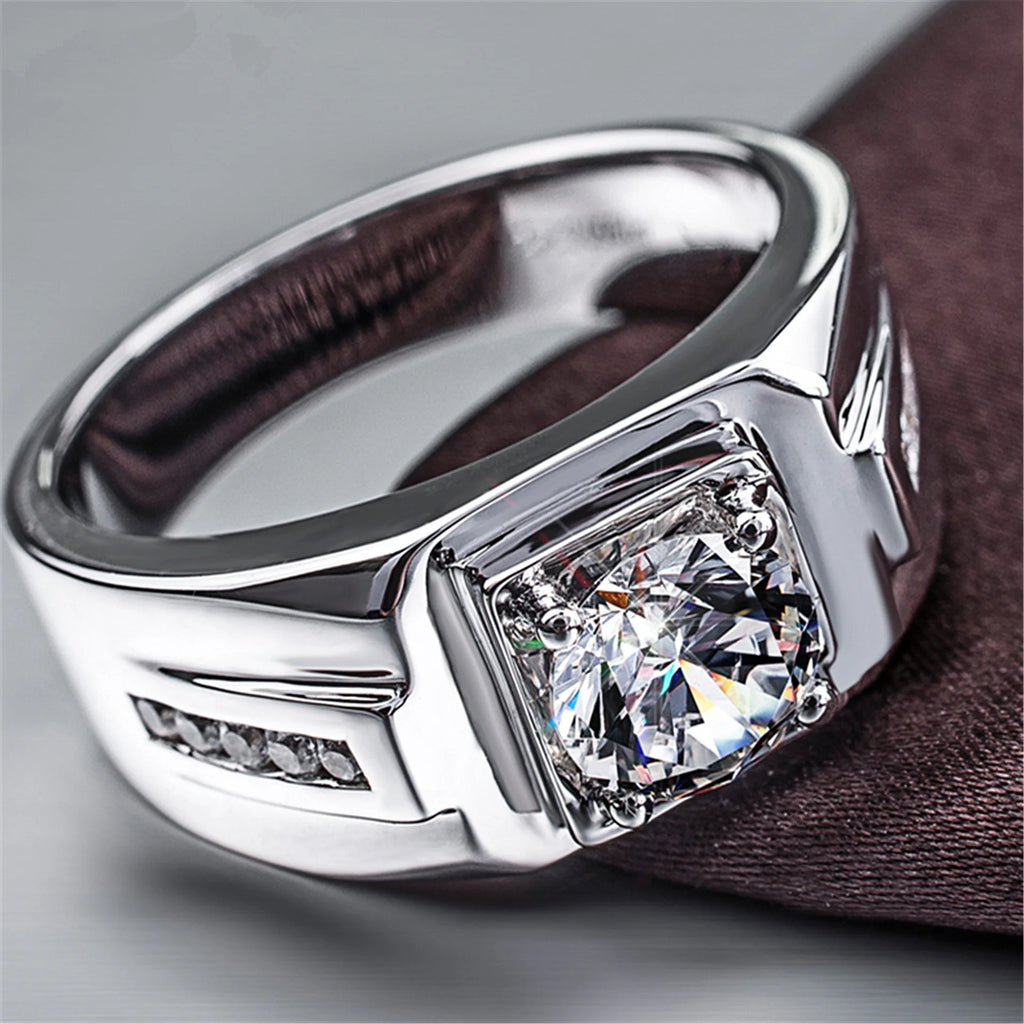 925 Sliver Man Rings Shining Zircon for Man Women Wedding Engagement Jewelry Fashion Luxury