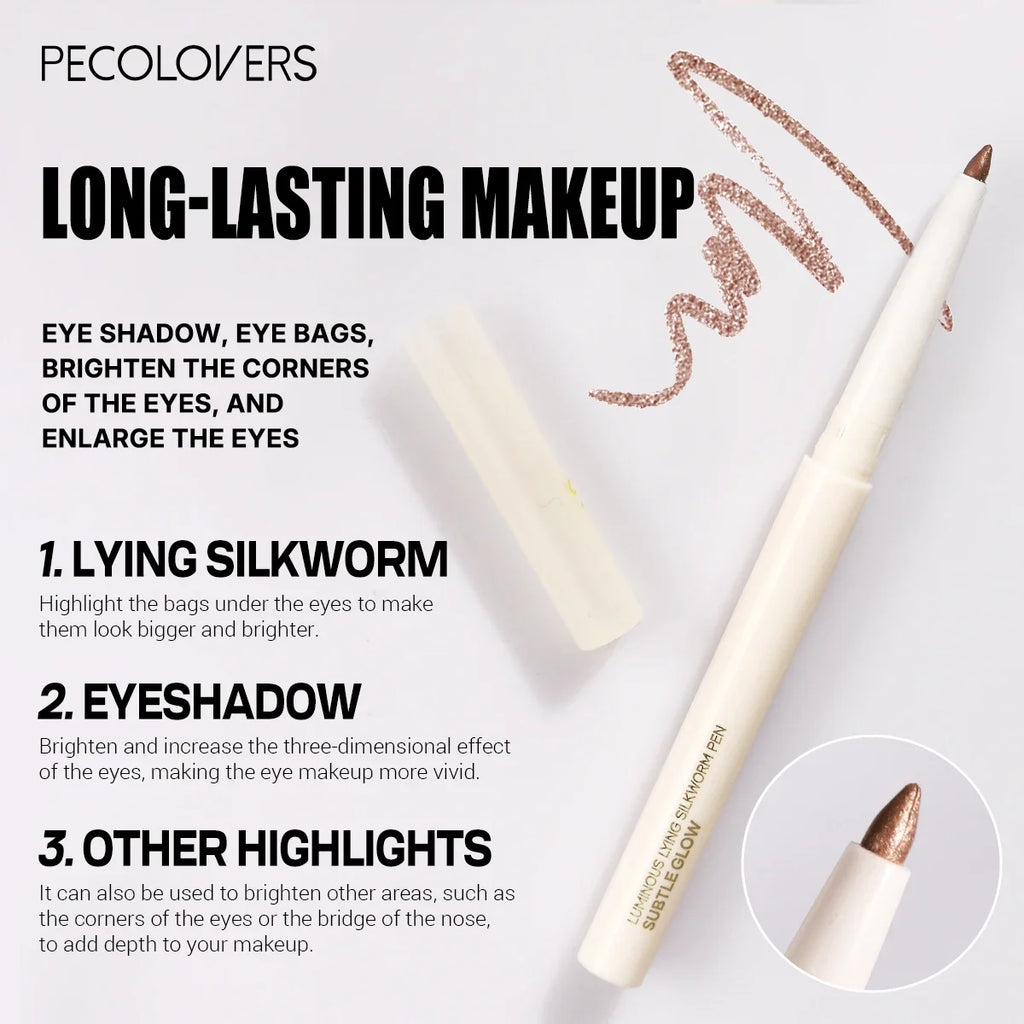 1 pc Smooth Nib Lying Silkworm Pen, Waterproof and Long-Lasting, Multi-Functional Lying Silkworm Pen, Eye Cosmetics