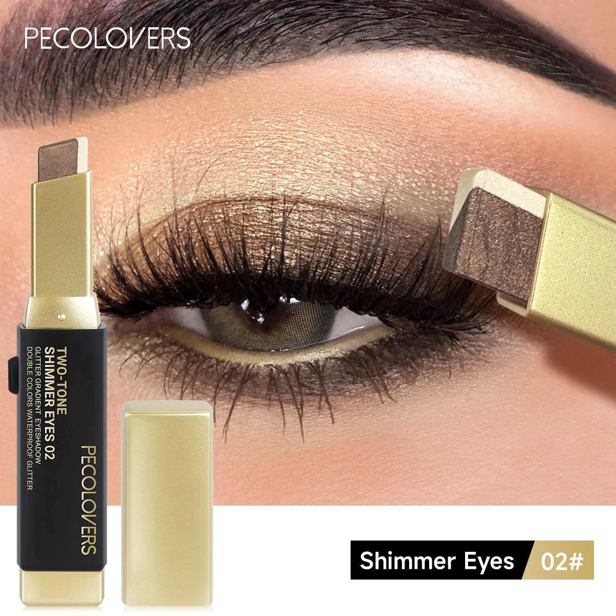 Dual Color Eyeshadow Stick Waterproof Glitter Metallic Shadow Long Lasting For Bold Eye Looks