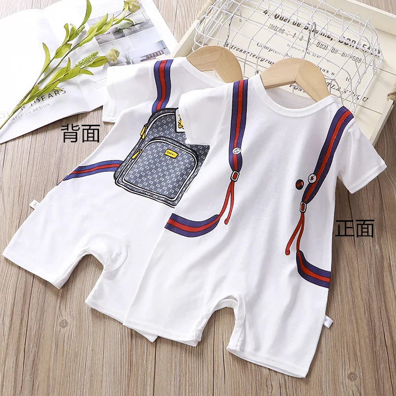 Baby Unisex Romper Jumpsuit - 100% Cotton Short-Sleeve Animal Print