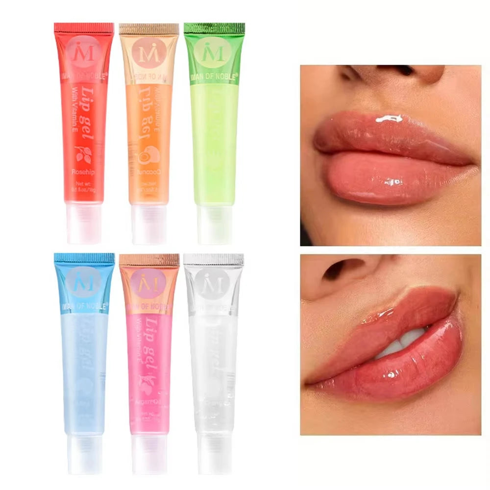 6Pcs Fruit Flavor Lip Oil Set - Moisturizing Plumping Lip Gloss